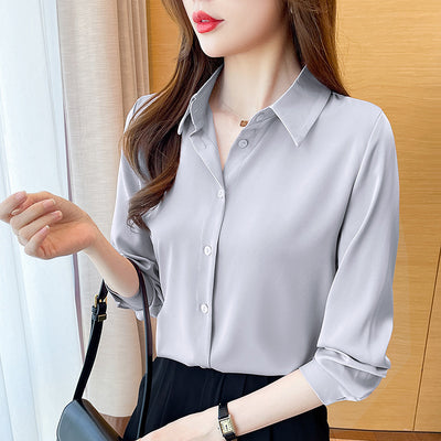 High-grade Non-ironing Anti-wrinkle Shirt Women's Solid Color Acetate Shirt