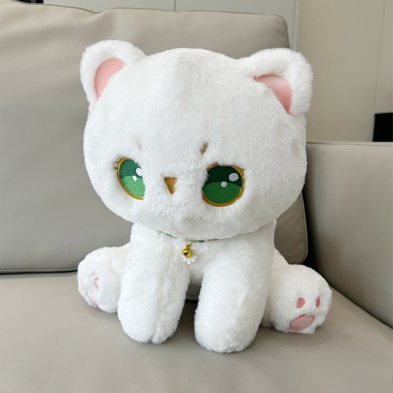 Cartoon Cute Mori Style Cat Green Eyes Kitten Doll Plush Toys Decorative Furry Pet Cat Ornaments