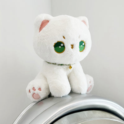 Cartoon Cute Mori Style Cat Green Eyes Kitten Doll Plush Toys Decorative Furry Pet Cat Ornaments