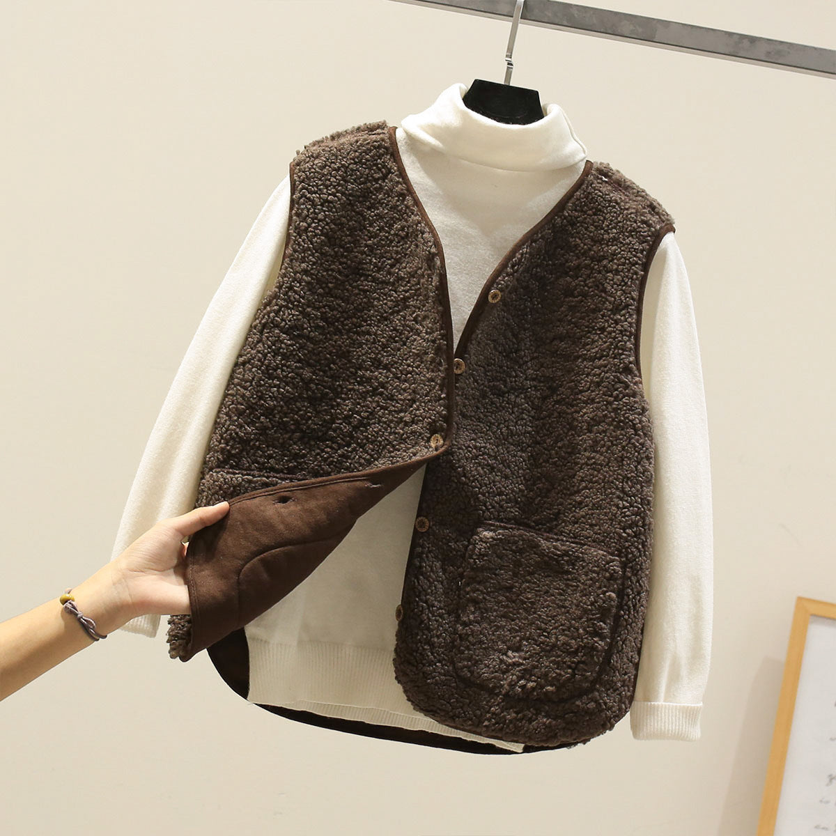 Lamb Wool Vest Women's Short Fur Vest Particle Plush Waistcoat Jacket