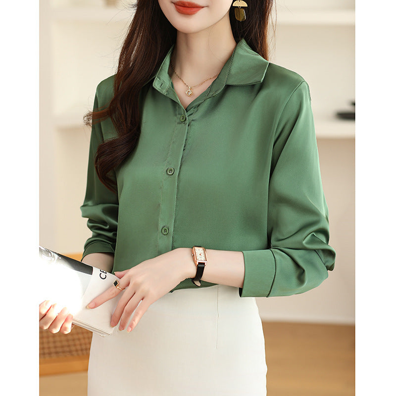 High-grade Non-ironing Anti-wrinkle Shirt Women's Solid Color Acetate Shirt