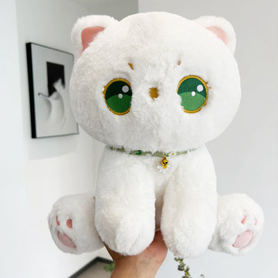 Cartoon Cute Mori Style Cat Green Eyes Kitten Doll Plush Toys Decorative Furry Pet Cat Ornaments