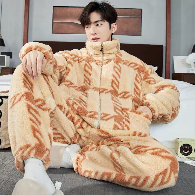 Men's Zipper Pajamas Winter Thickened