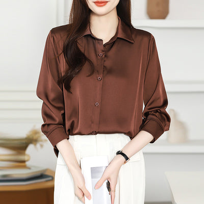 High-grade Non-ironing Anti-wrinkle Shirt Women's Solid Color Acetate Shirt