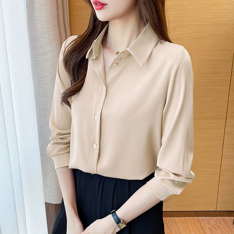 High-grade Non-ironing Anti-wrinkle Shirt Women's Solid Color Acetate Shirt