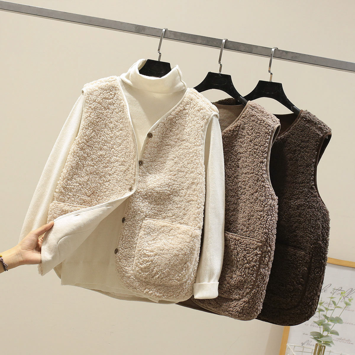 Lamb Wool Vest Women's Short Fur Vest Particle Plush Waistcoat Jacket