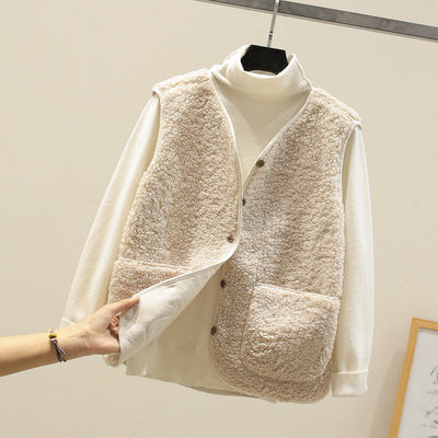 Lamb Wool Vest Women's Short Fur Vest Particle Plush Waistcoat Jacket